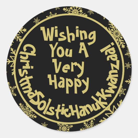 Grappige kerstzonnewende Hanukkah Kwanzaa Black Ronde Sticker (Voorkant)