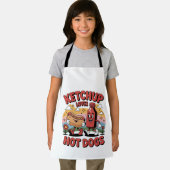 Grappige Ketchup en Hot Dog Cartoon Retro Food Art Schort (Insitu)