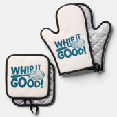Grappige Keuken Klop Het Goed Chef Kookliefhebber Ovenwant & Pannenlap Set (Voorkant / Achterkant)