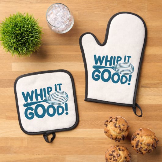 Grappige Keuken Klop Het Goed Chef Kookliefhebber Ovenwant & Pannenlap Set (Top down)