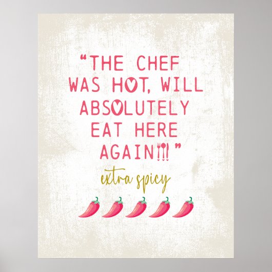 Grappige Keuken Reviewen Chef was Hot Spicy Pepper Poster (Voorkant)