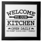 Grappige keuken welkom woord kunst tegeltje (Voorkant)