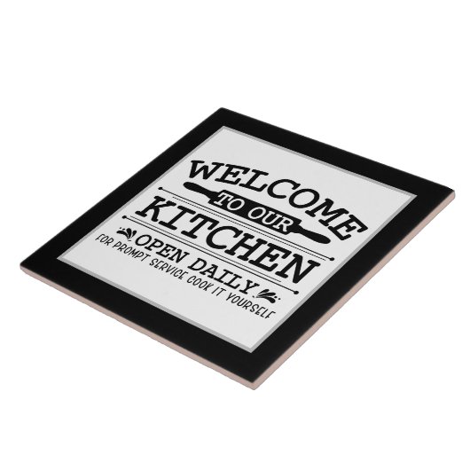 Grappige keuken welkom woord kunst tegeltje (Zijkant)