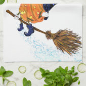 Grappige keukenhanddoek Halloween Heksenpompoen Vl (Gevouwen)