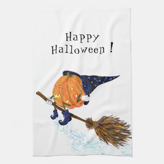 Grappige keukenhanddoek Halloween Heksenpompoen Vl (Verticaal)