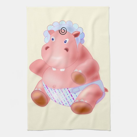 Grappige Keukenhanddoek met Baby Hippo (Verticaal)