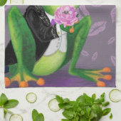 Grappige keukenhanddoek met kikkerprins - Kiss (Gevouwen)