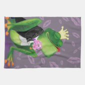 Grappige keukenhanddoek met kikkerprins - Kiss (Horizontaal)