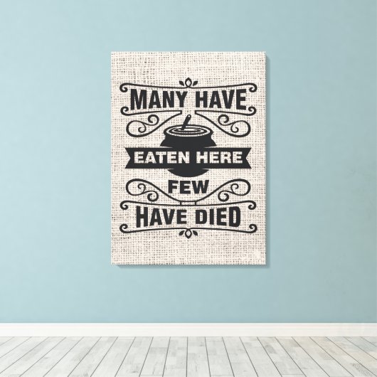 grappige keukenkunst faux Burlap Canvas Afdruk (Insitu (Houten vloer))