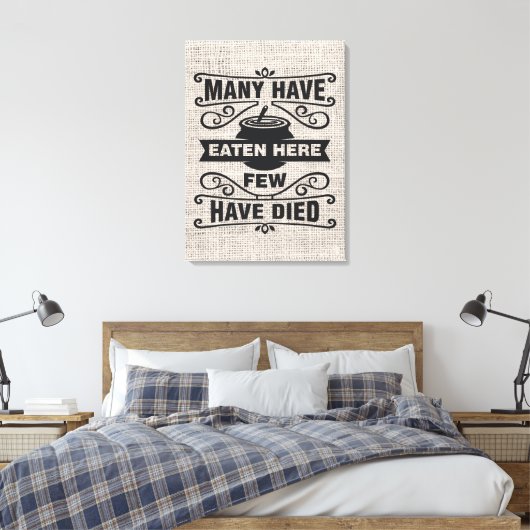grappige keukenkunst faux Burlap Canvas Afdruk (Insitu (Slaapkamer))