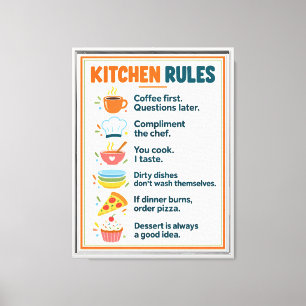 Grappige Keukenregels Kleurrijke Canvasprint met L Canvas Afdruk