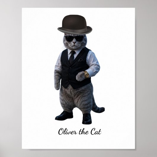 Grappige Keurige Kattenheer Poster (Voorkant)