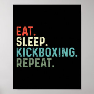 Grappige Kickboxers Eten Slapen Kickboksen Poster