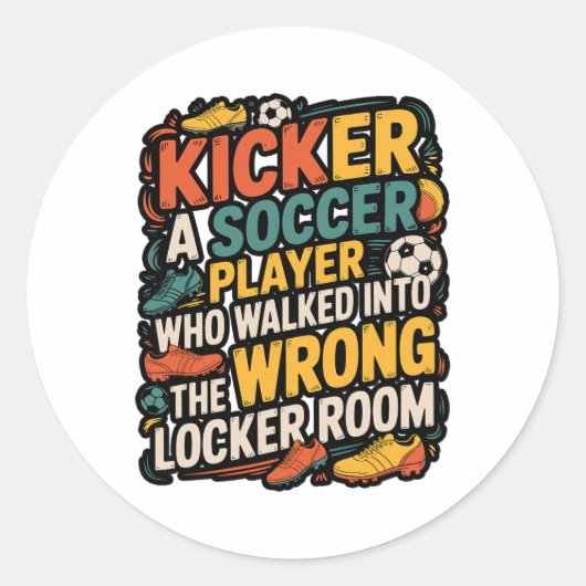 Grappige Kicker Definitie Voetbal Voetbal Grap Des Ronde Sticker (Voorkant)