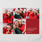 Grappige kijk op ons 5 foto collage Kerstmis Folie Feestdagenkaart (Voorkant)