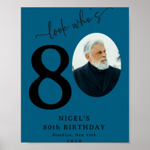 Grappige Kijk Wie Is 80 Stijlvolle 80e Verjaardag Poster
