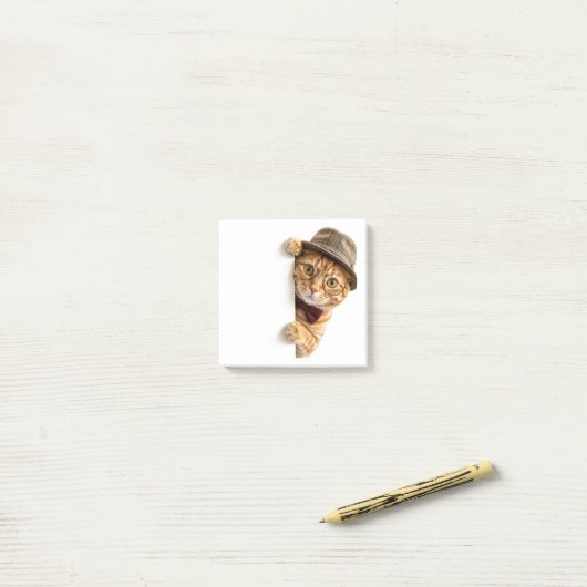 Grappige Kijkende Kat Post-it Notities Post-it® Notes (Op bureau)