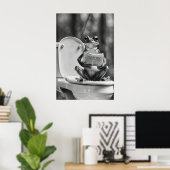 Grappige kikker badkamer print, leest krant op poster (Thuiskantoor)