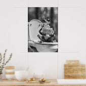 Grappige kikker badkamer print, leest krant op poster (Keuken)