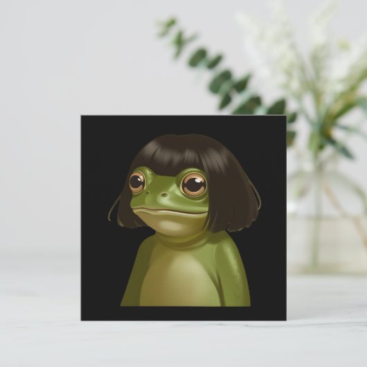 Grappige kikker Bob kapsel Meme kikkers dierliefhe Kaart (Staand voorkant)