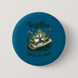 Grappige kikker bruid & bruidegom honeymoon stijl  ronde button 5,7 cm
