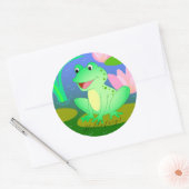 Grappige kikker, cartoon illustratie ronde sticker (Envelop)