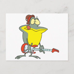 grappige kikker die elektrische gitaar speelt briefkaart