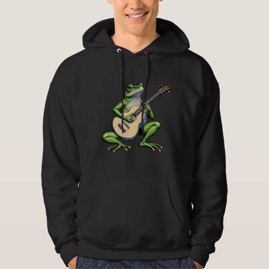 Grappige kikker die gitaar speelt hoodie (Voorkant)