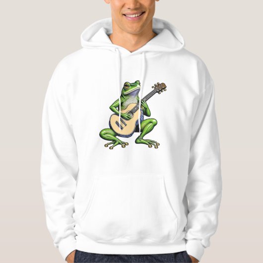 Grappige kikker die gitaar speelt hoodie (Voorkant)