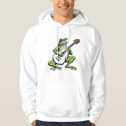 Grappige kikker die gitaar speelt hoodie (Voorkant)