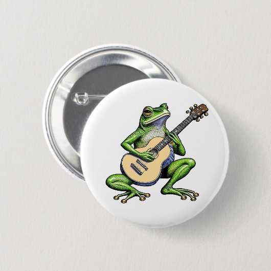 Grappige kikker die gitaar speelt ronde button 5,7 cm (Voorkant /achterkant)