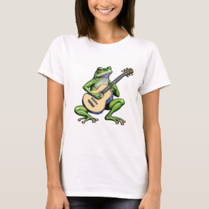 Grappige kikker die gitaar speelt t-shirt