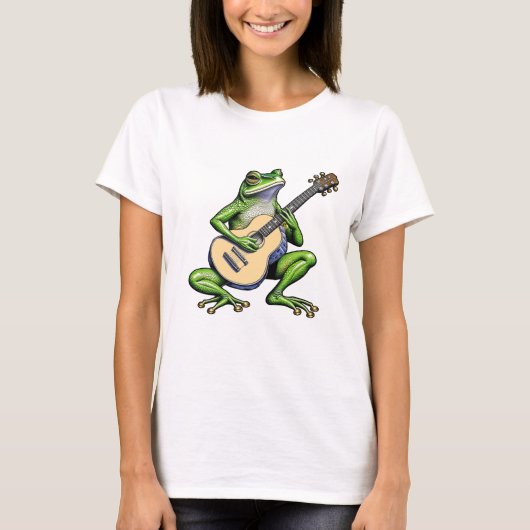 Grappige kikker die gitaar speelt t-shirt (Voorkant)
