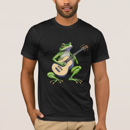 Grappige kikker die gitaar speelt t-shirt (Voorkant)