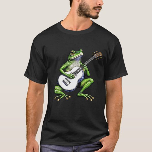 Grappige kikker die gitaar speelt t-shirt (Voorkant)