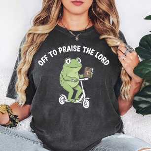 Grappige kikker die op een scooter rijdt met Bijbe T-shirt