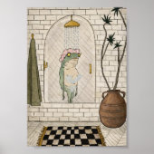 Grappige kikker douche badkamer poster (Voorkant)