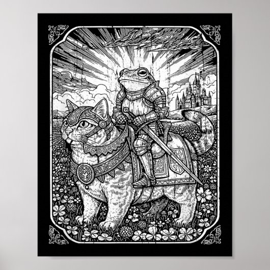Grappige kikker en kat, duistere Academia Hallowe Poster (Voorkant)
