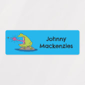 Grappige kikker en vlieg cartoon gepersonaliseerd labels (Design 1)