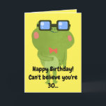 Grappige kikker gele zoon 30e verjaardag kaart<br><div class="desc">Funny Frog Yellow Son 30th Birthday, een uniek ontwerp gemaakt voor iedereen die op zoek is naar iets speciaals voor hun zoon op zijn verjaardag. Het ontwerp heeft een grappige kikker aan de voorkant met aanpasbare tekst die u kunt personaliseren, dus aarzel niet om het aan te passen om uw...</div>