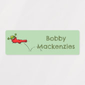 Grappige kikker in een rode sok cartoon gepersonal labels (Design 2)