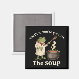 Grappige kikker je gaat in de soep Cottagecore Magneet