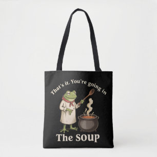 Grappige kikker je gaat in de soep Cottagecore  Tote Bag