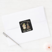 Grappige kikker je gaat naar de soep Cottagecore  Vierkante Sticker (Envelop)