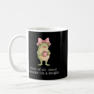 Grappige Kikker Koffie Jezus Denkt Eerst Dat Ik Ee Koffiemok