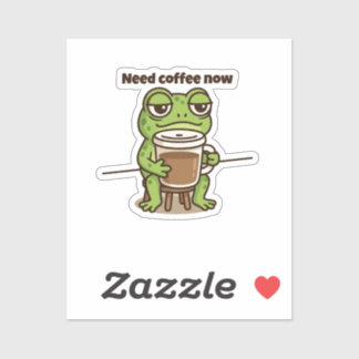 Grappige Kikker Koffie Meme Cartoon Sticker