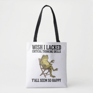 Grappige kikker Kritisch denken Sarcasme Humor Quo Tote Bag
