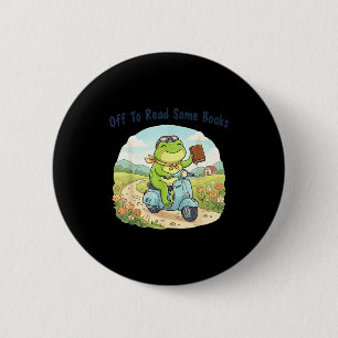 Grappige kikker meme gaat enkele boeken lezen lief ronde button 5,7 cm