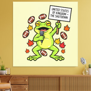 Grappige Kikker Meme Satire – Verenigde Staten van Canvas Afdruk