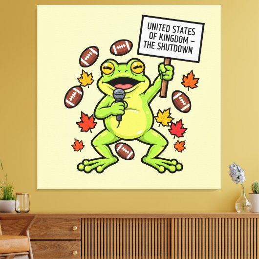 Grappige Kikker Meme Satire – Verenigde Staten van Canvas Afdruk (Insitu (Woonkamer))